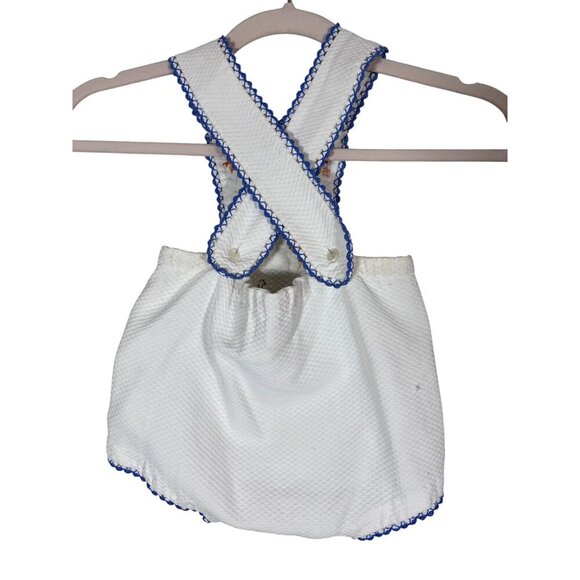 Vintage Handmade Baby Sunsuit White Floral Retro 70s Ladybug Cottagecore - Picture 3 of 15